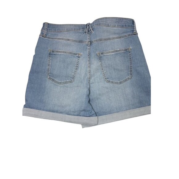 LC Lauren Conrad Womens High Rise Light Wash Cuff Bermuda Jean Shorts Sz 12 New - Picture 3 of 7